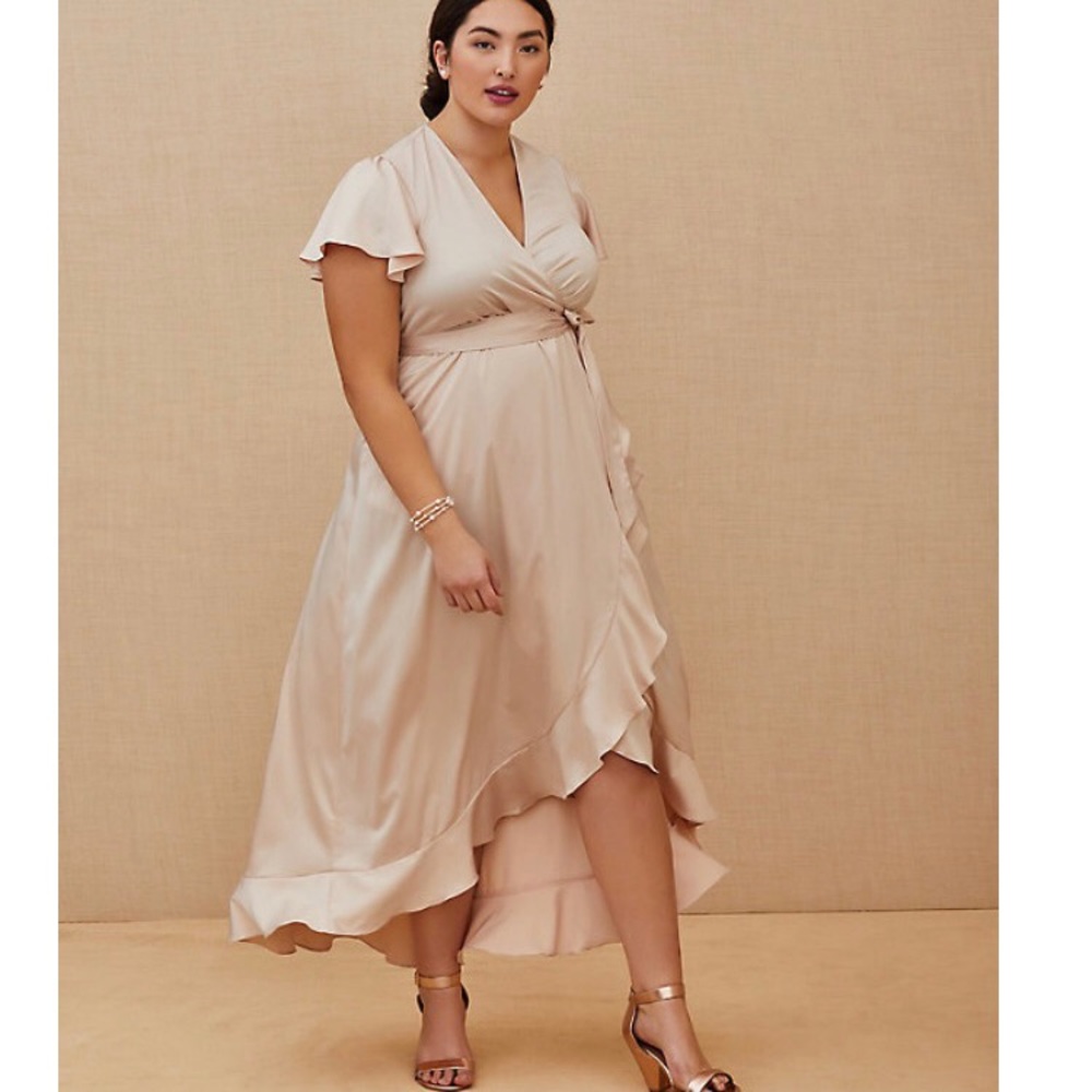 Light Pink Satin Hi-Lo Formal Gown
